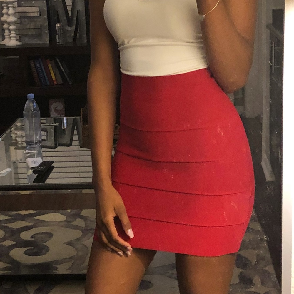 Red BCBG bandage skirt worn a handful of times